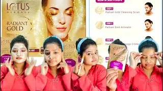 Facial steps Lotus🪷Herbal radiant gold //✨For glowing skin facial kit🎀 #facial #gold #skincare 