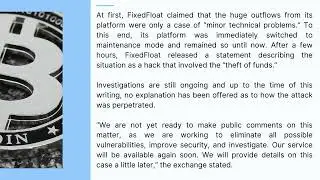 (Crypto Currency Scam) Crypto Scam: Coin Mixer FixedFloat Faces $26M Exploit