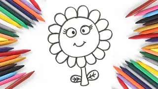 Rainbow Flower drawing for kids | Flower drawing,painting and colouring | Easy flower drawing