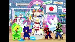 MUGEN: Poyochan Type-Ribbon & Vallery Type-Ribbon vs Strong Super Mario (old version) & Fue Luigi