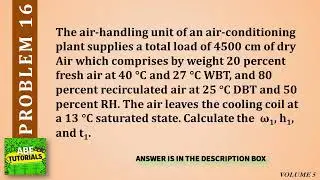 The air-handling unit of an air-conditioning plant supplies a total load of 4500 cm of dry Air which