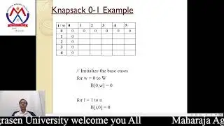 0-1 Knapsack Problem | Dynamic Programming By Ranjit Kumar  |  MAU Baddi