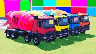 Transporting Mixer Trucks | blue, and orange | Colorful Mixer Trucks Go Crazy in Playground 🌈 | FS22