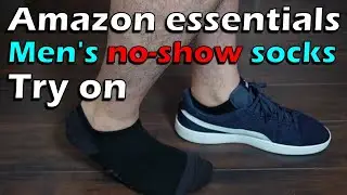Amazon Essentials Men's No Show Cotton Socks Try On and Size