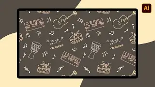 Musical Instruments Pattern | Music Doodles Pattern in Chalkboard Art | Adobe Illustrator Tutorial