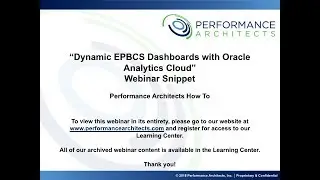 Dynamic EPBCS Dashboards with Oracle Analytics Cloud