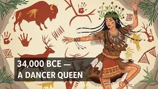 34,000 BCE Queen Alna dancer in the firelight Rituals. Sapien sleep 