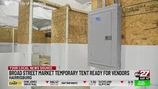 Broad Street Market tent getting ready for vendors to move in