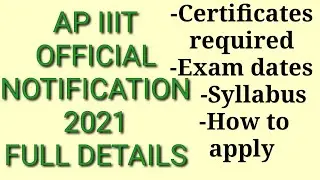 IIIT Notification 2021 AP||AP iiit admissions 2021-2022||iiit entrance exam 2021