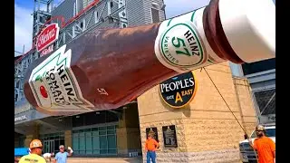 Giant ketchup bottles are controversy to Cope