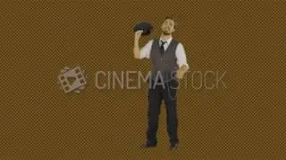CinemaStock - Greenscreen - A well dressed train conductor is giving a dramatic reaction