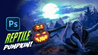I created a Reptile Pumpkin in Photoshop! Hallo-eve-een