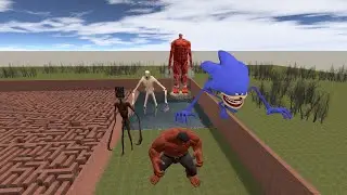 RED HULK vs SCP 096 vs Shin Sonic vs Giant Titan Who Wins in Garry's Mod Titan Fight!