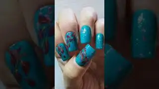 🍂🌿teal vs burgundy || fall nail art design #nailart #nails #naildesign #fallnails #fallnailart