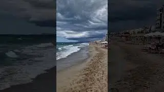 Rethymno Beach | CRETE #beach #travel #waves #mountains #shorts #rain