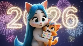 Mom Cat & Baby Cat Celebrate New Year 2026 🎆🐱 | Cute Family Story