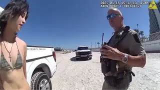 Police arrest Russian woman drinking on beach with fake ID