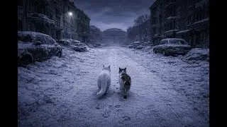 Ambient Music for Sleep, Meditation & Study ❄️ Snowy Cat City at Night | Relaxing Background Music