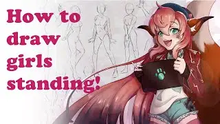 How to draw girls standing - 9 POSES