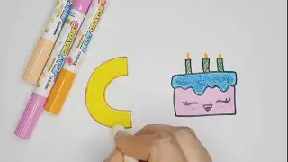 How to draw cake | C for cake | step by step cake drawing