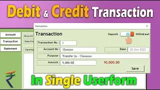 Running Balance :How to Create Debit & Credit Transaction form in a Single Excel Userform