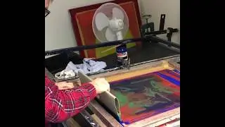 John Harrison screen printing at Incubate Experimental Printmaking workshop