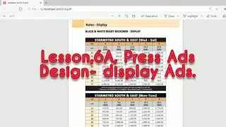 Lesson 6A  Press Ads Design- Display ads