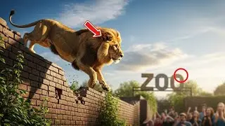 Lion Escapes Zoo Then Sees Girl: Watch Giant African Lion's Unexpected Reaction.Shocking Animal Bond