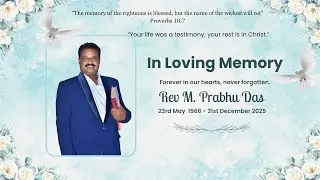 Memorial Service | Pastor| Rev M. Prabhu Das ( Garu ) | Sharon Full Gospel Church | 03-01-2026