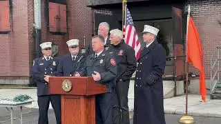 Chief Fire Marshal of Nassau County Michael Uttaro gives speech about egress importance