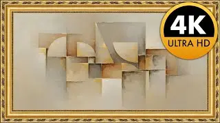 Modern Neutral Abstract Geometry in Gold Frame | Elegant TV Screensaver Art 4K