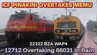 Palindrome Vijayawada WAP4 22322 With ICF Pinakini Overtaking Sulurpetta Memu on Heavy Rain at Tada