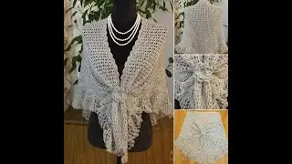 Вязаная шаль с кружевом крючком - Шаль Роксана, часть 1/2 (мастерская)