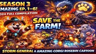 Amazing Whirlwind Eagle & Corgi RoseBin Cartoon Saving Funny Farm Animals (Season 3, Episodes 1-6)