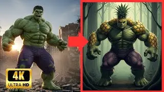 Poor Hulk Into Pineapple Monster#hulk #hulkbuster #hulkfights #fusion #hybrid #marvel #aivideo #ai