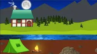 Camping in nature cartoon - Free Cartoon Background Loop - Acampando en la Naturaleza - FULL HD