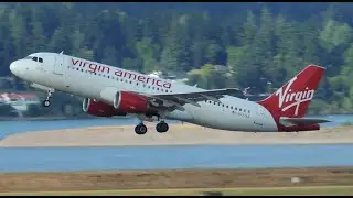 Virgin America Airbus A320-214 [N637VA] takeoff from PDX