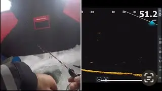 First vermont laker ice fishing trip, cool lowrance active target footage