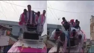 Telangana: KCR's son and state minister KTR Rao falls down from vehicle during poll rally