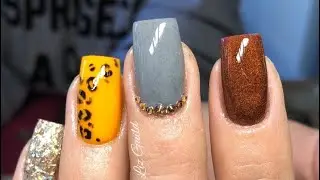 SHORT SQUARE ACRYLIC NAILS | 🐆