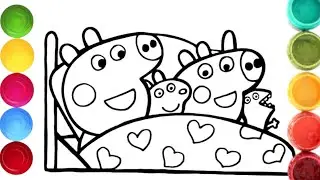 Peppa Pig and George Bed Drawing,Painting & Coloring For Kids and Toddlers_ Kids Art