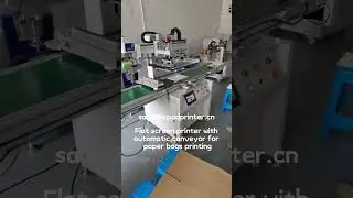 Flat silk screen printing machine for paper bags plastics printing with automatic conveyor