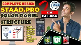 STAAD.Pro Solar Panel Structure Design (2x1L Array) | Dead & Wind Load Analysis