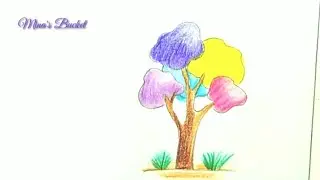 How to draw a beautiful tree |Drawing of cotton candy tree |Pencil tutorial |MINA'S BUCKET