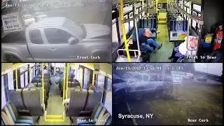 Amazing! Syracuse Bus Crash 6 Camera Sync, Slow Motion