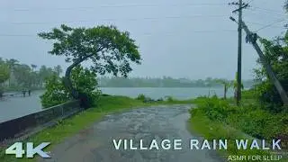 Windy Rain Walk in a Beautiful Backwater Village | Wind, Rain & Nature Sounds for Sleep and Focus