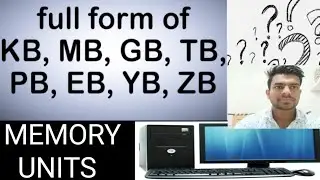 Computer Memory Units.                     कंप्यूटर मेमोरी की इकाइयां। KB, MB, GB, TB