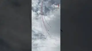 Terrifying moment two French Alpha Jets collide in mid-air stunt