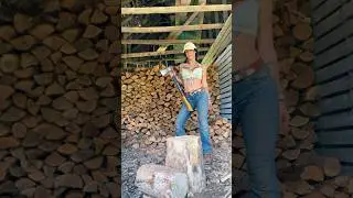 Splitting and organizing my firewood  today. 🪵🤠 #wood #firewood #country