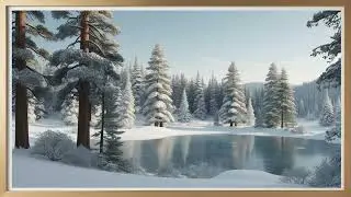 Frozen Pond in Snowy Forest - TV Art - Screensaver - Wallpaper - Frame Art - Winter - Snow